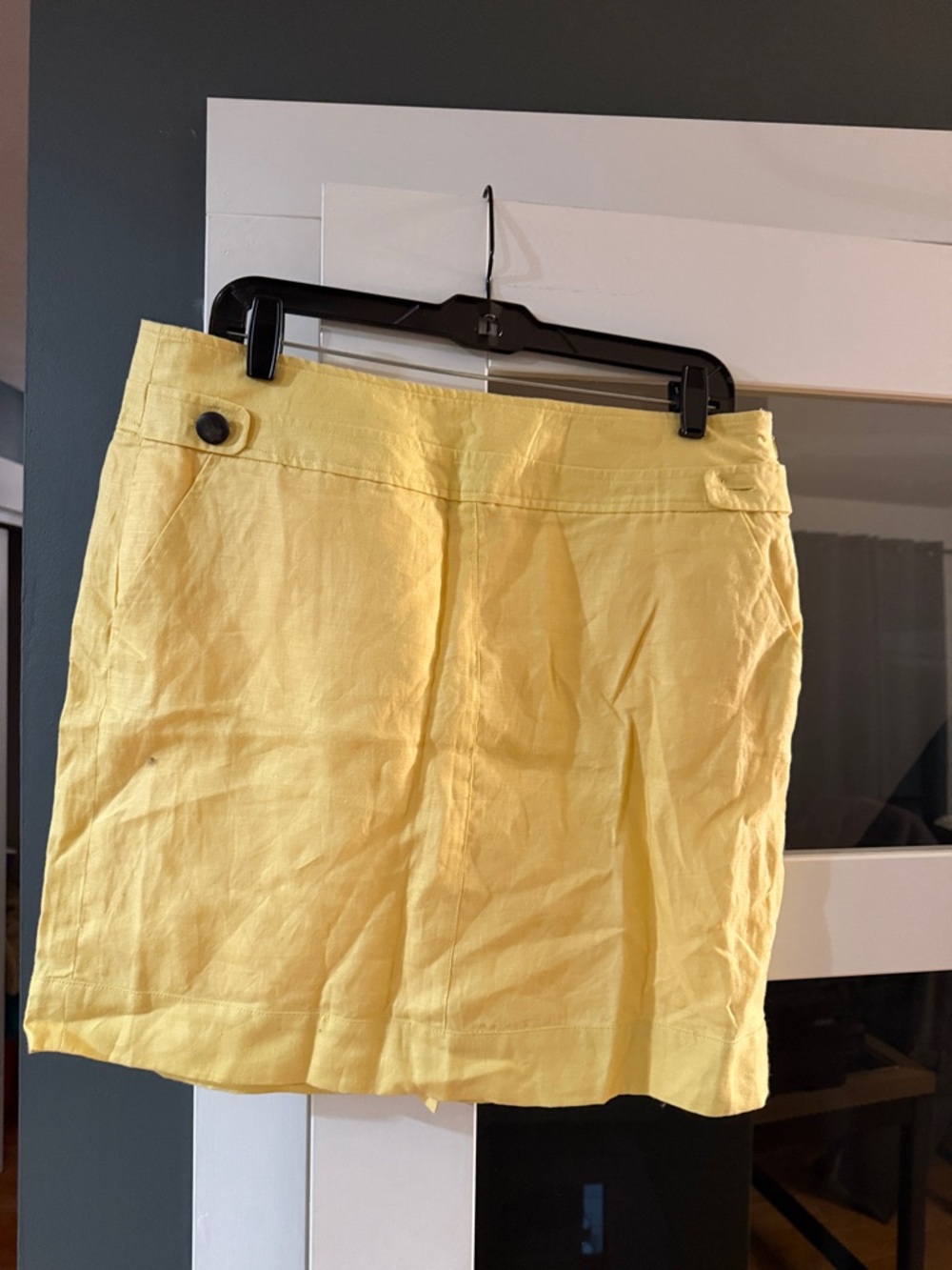 Banana Republic Yellow Linen A-Line Mini Skirt